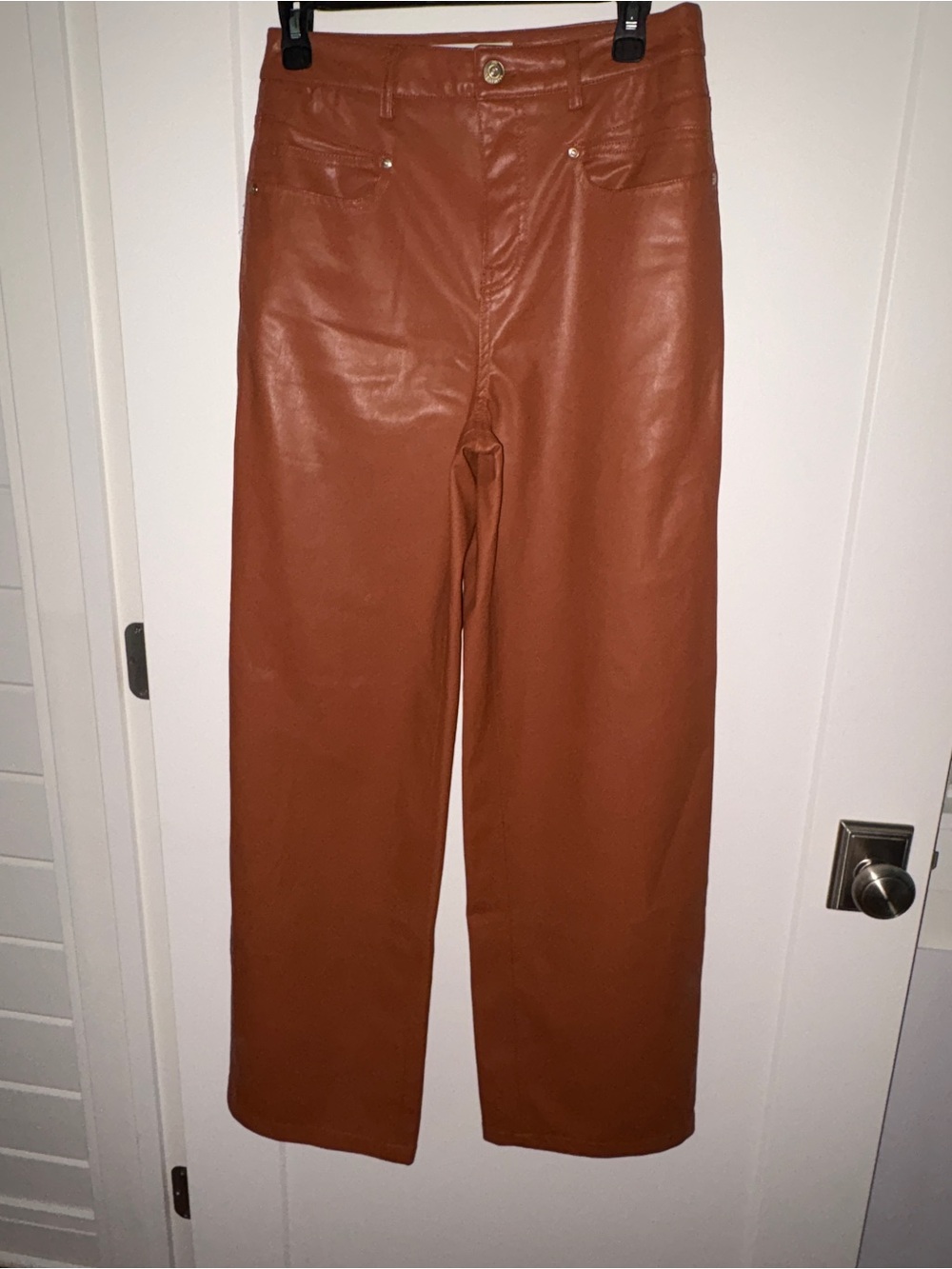 NWOT Zara high rise wide leg faux leather pant sz 4
